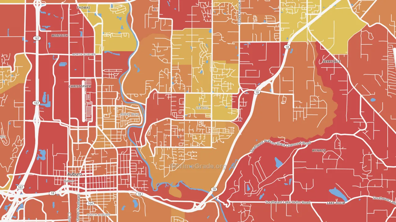Lea Hill, Auburn, WA Map of Arson Rates