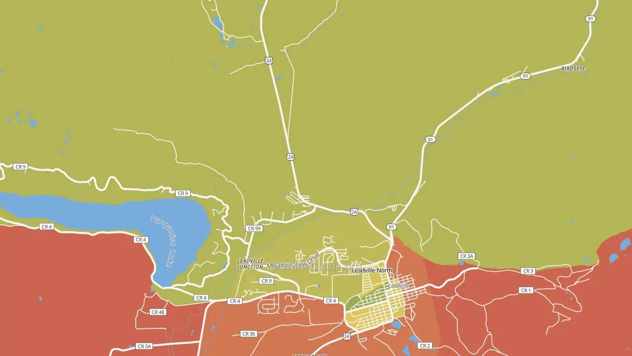 Leadville North, CO Map of Arson Rates