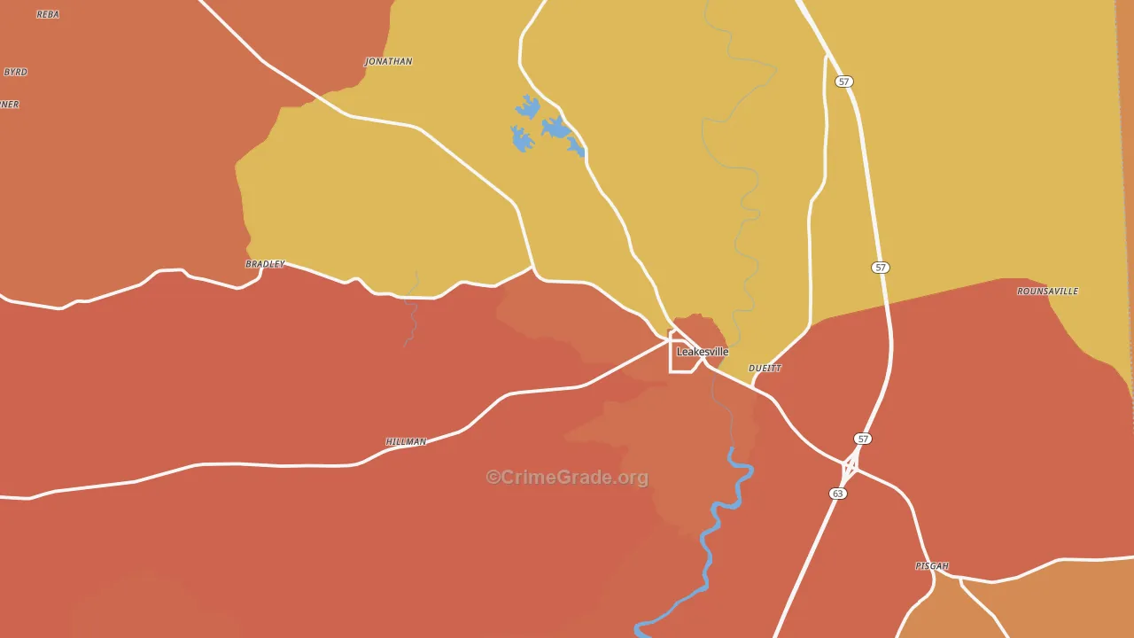 Leakesville, MS Map of Arson Rates