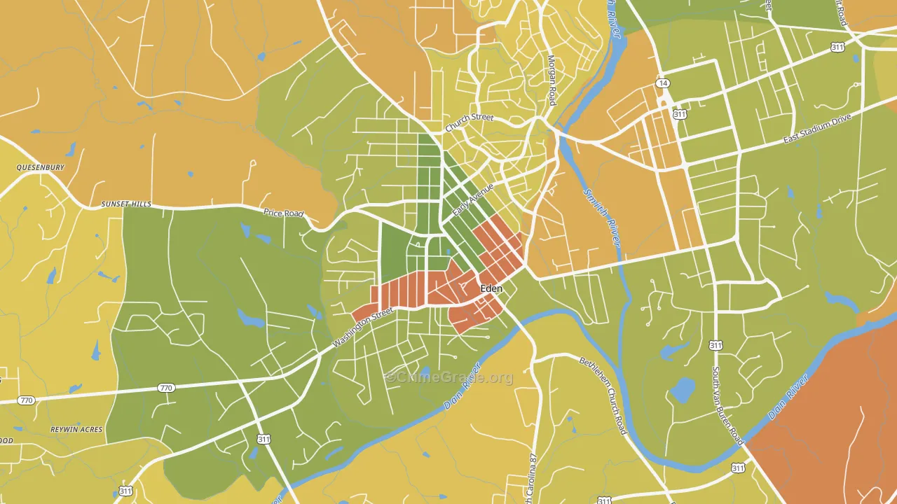 Leaksville, Eden, NC Map of Arson Rates