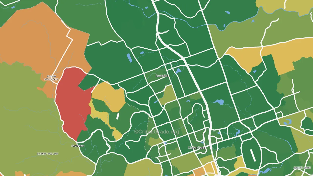 Leander, TX Map of Arson Rates