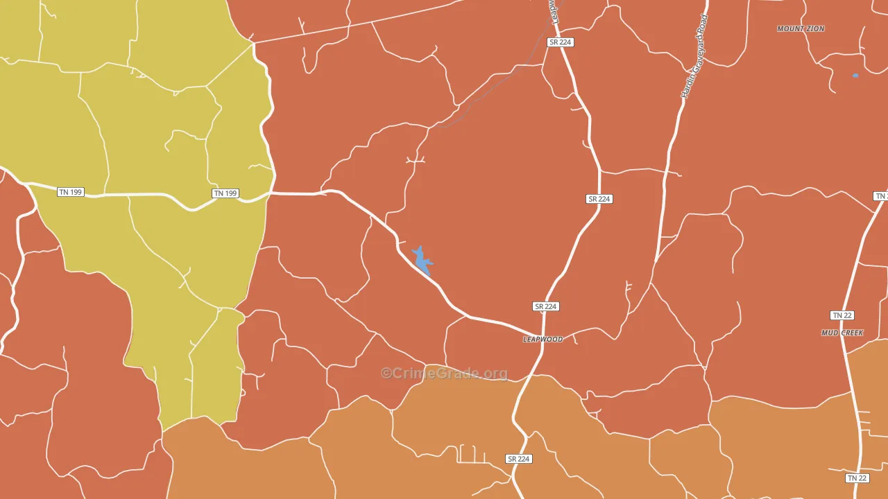 Leapwood, TN Map of Arson Rates