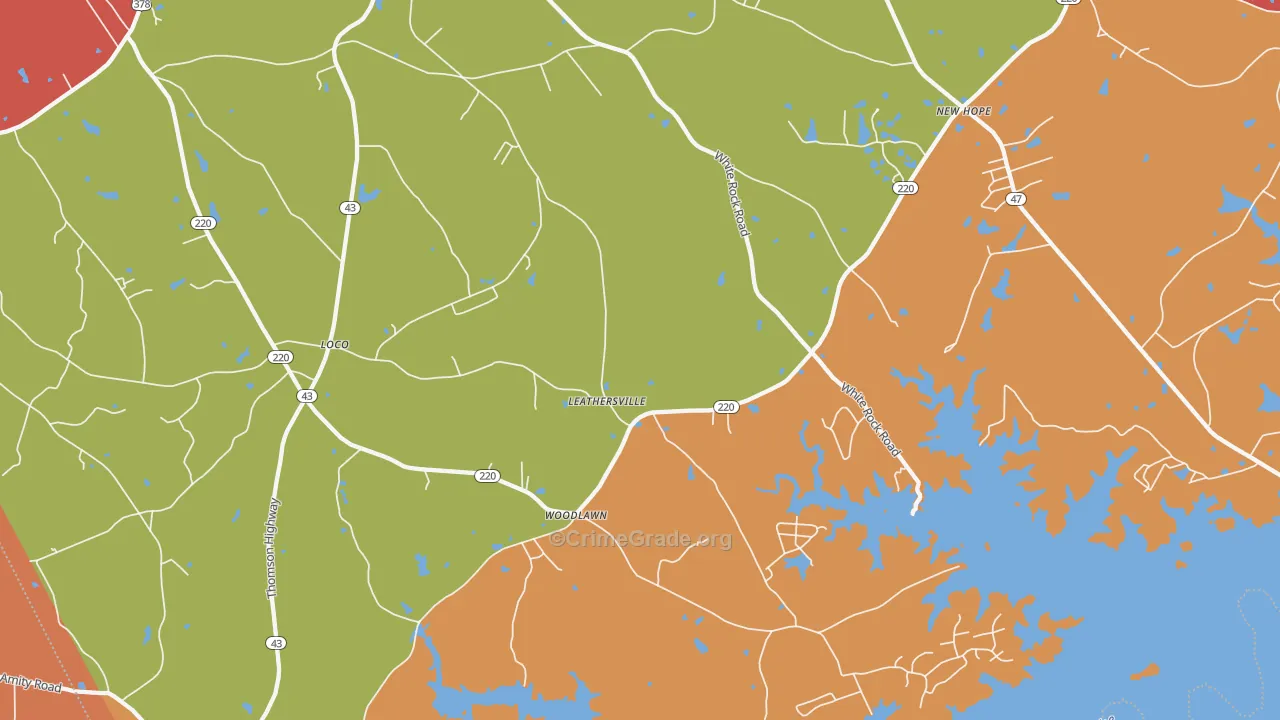 Leathersville, GA Map of Arson Rates