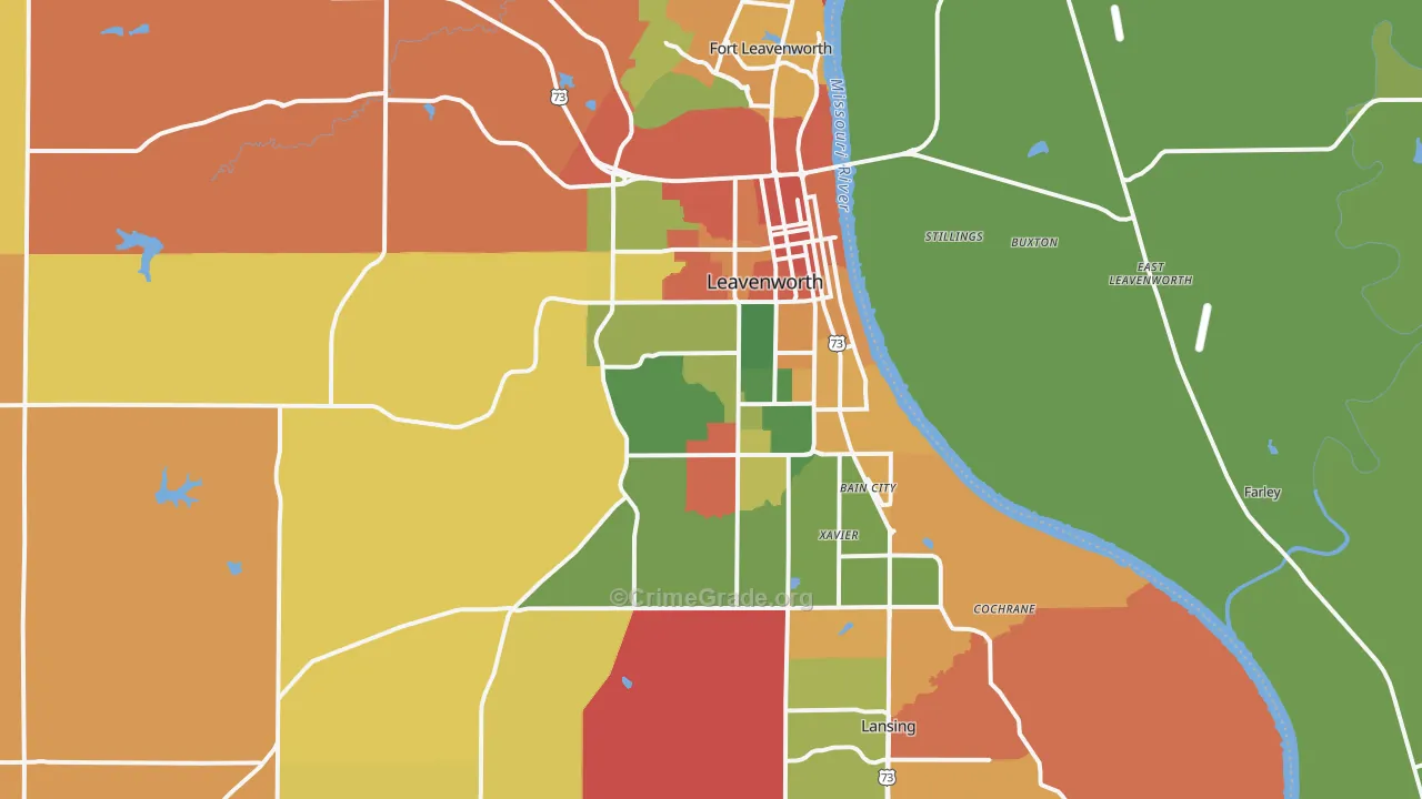 Leavenworth, KS Map of Arson Rates