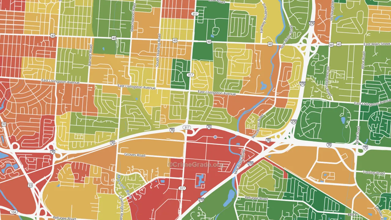 Leawood, Columbus, OH Map of Arson Rates