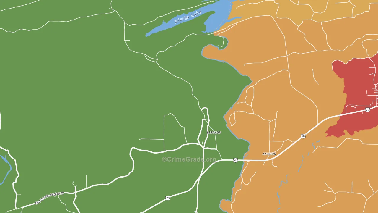 Lebanon, AR Map of Arson Rates
