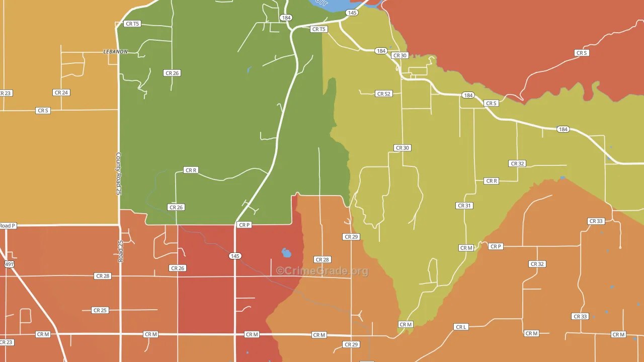 Lebanon, CO Map of Arson Rates