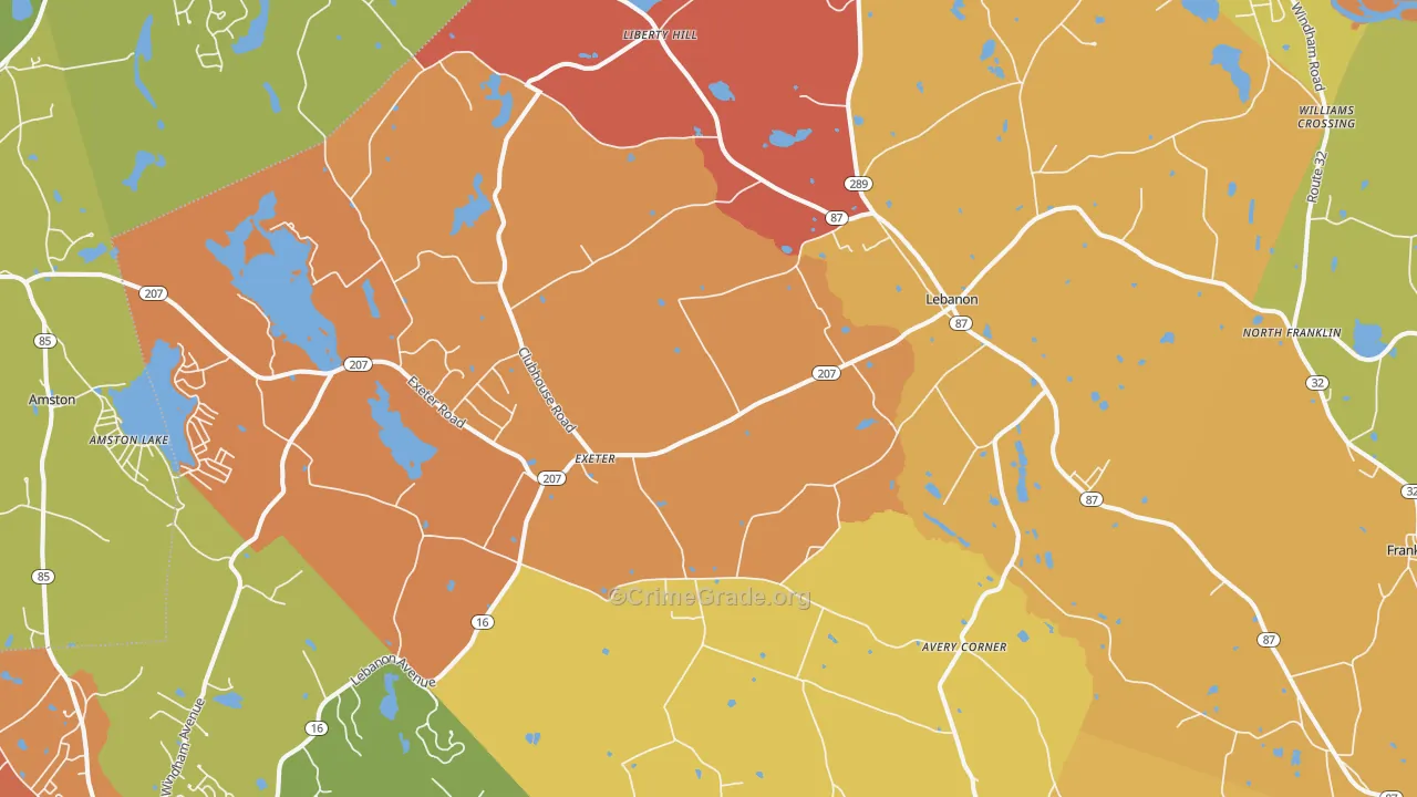 Lebanon, CT Map of Arson Rates
