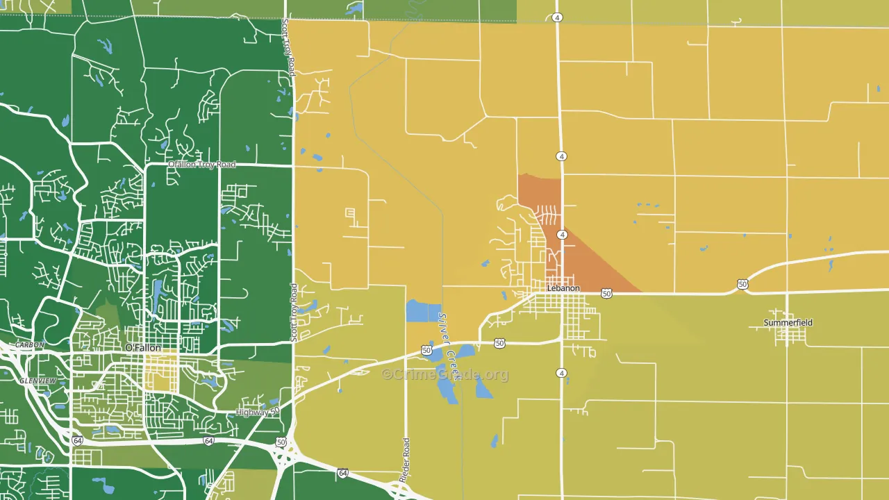 Lebanon, IL Map of Arson Rates