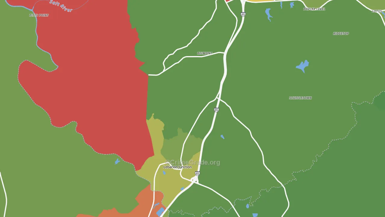 Lebanon Junction, KY Map of Arson Rates