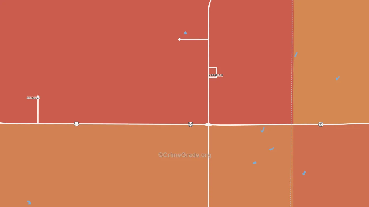 Lebanon, KS Map of Arson Rates