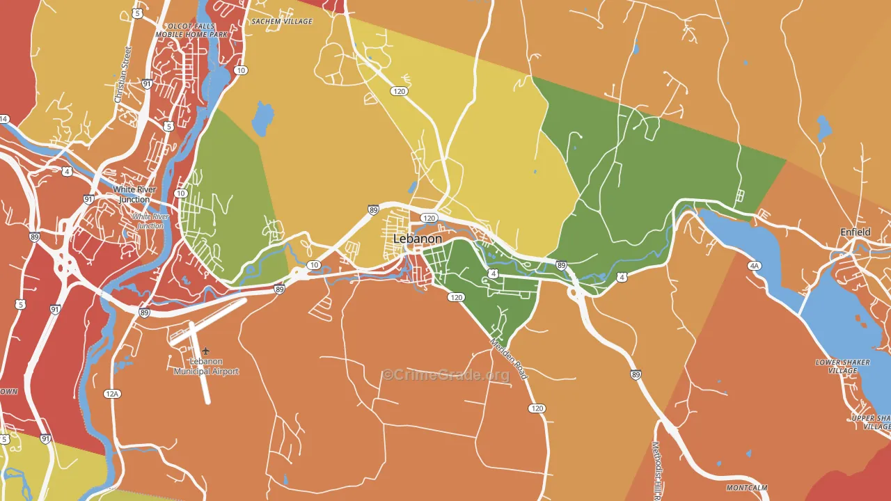 Lebanon, NH Map of Arson Rates