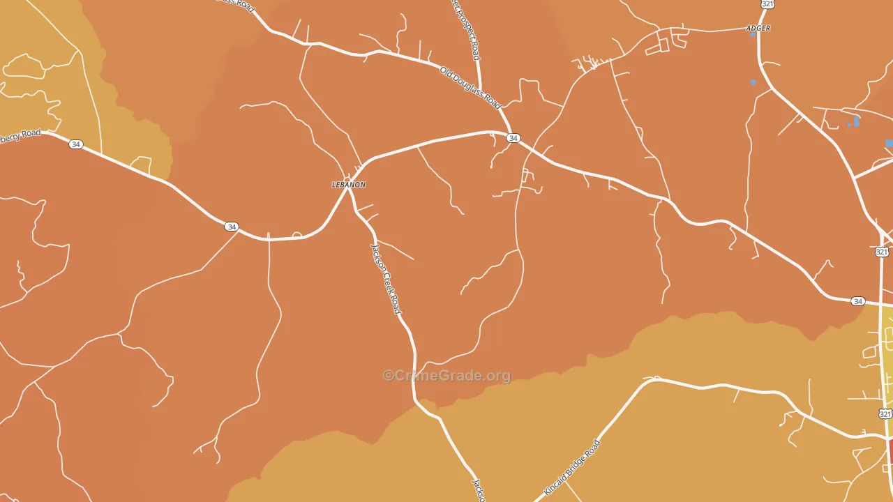Lebanon, SC Map of Arson Rates