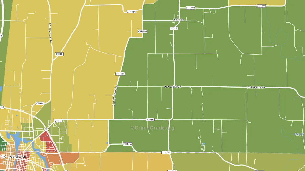 Lebanon, WI Map of Arson Rates