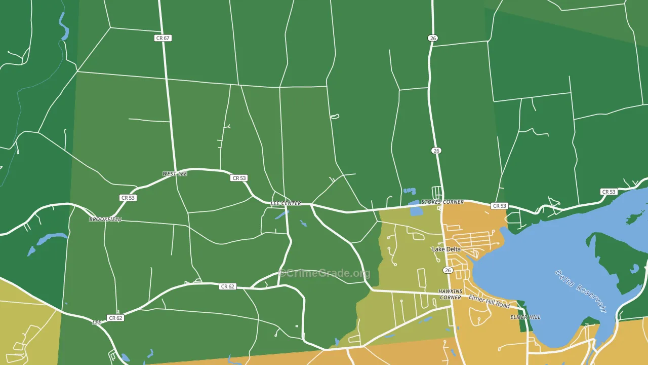 Lee Center, NY Map of Arson Rates