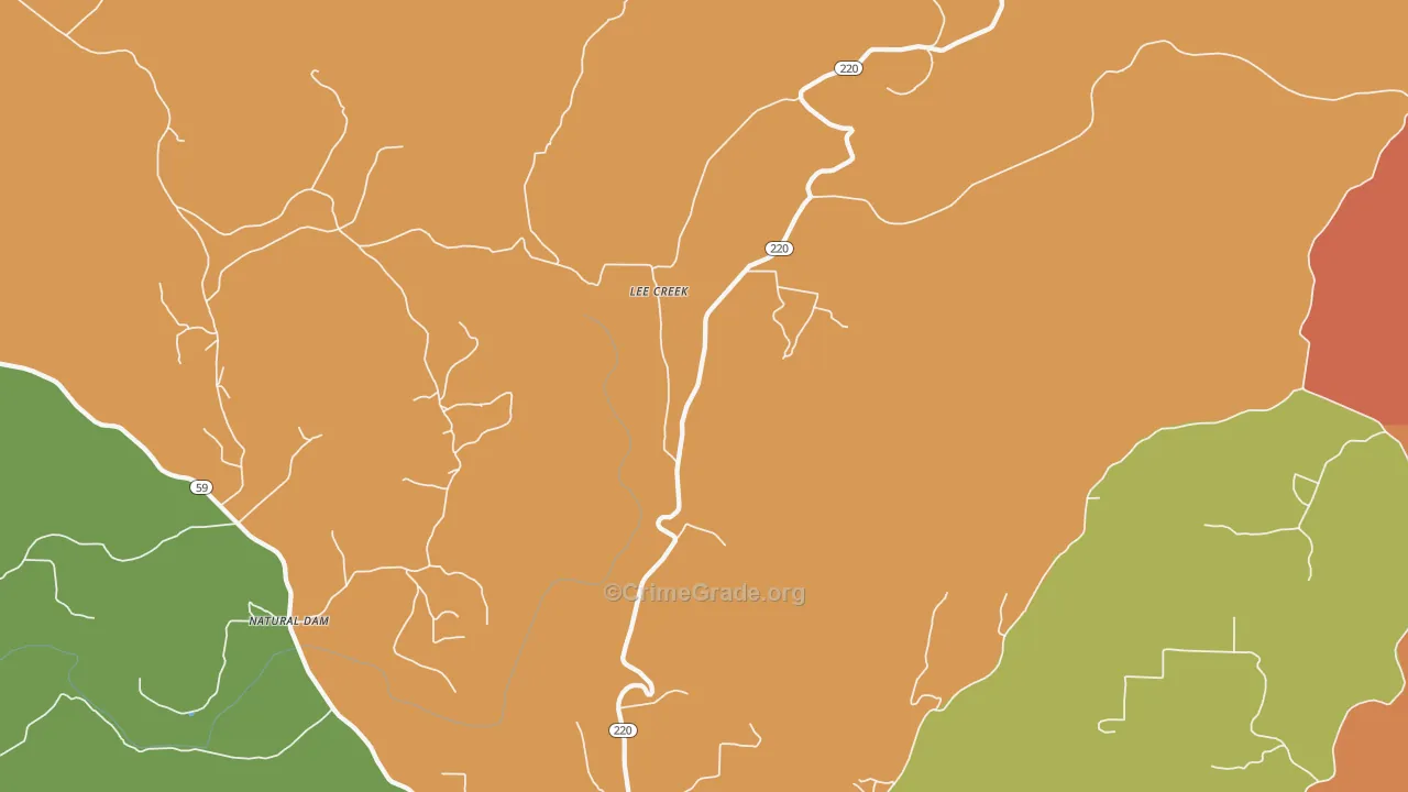Lee Creek, AR Map of Arson Rates