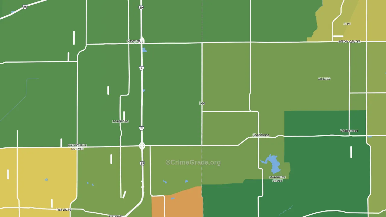 Lee, IL Map of Arson Rates