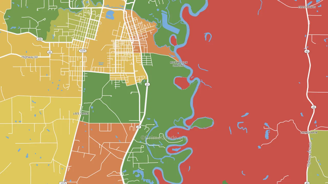 Lees Creek, LA Map of Arson Rates