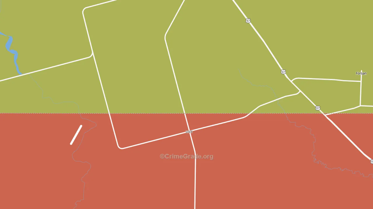 Lees, TX Map of Arson Rates