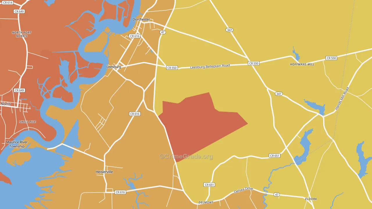 Leesburg, NJ Map of Arson Rates