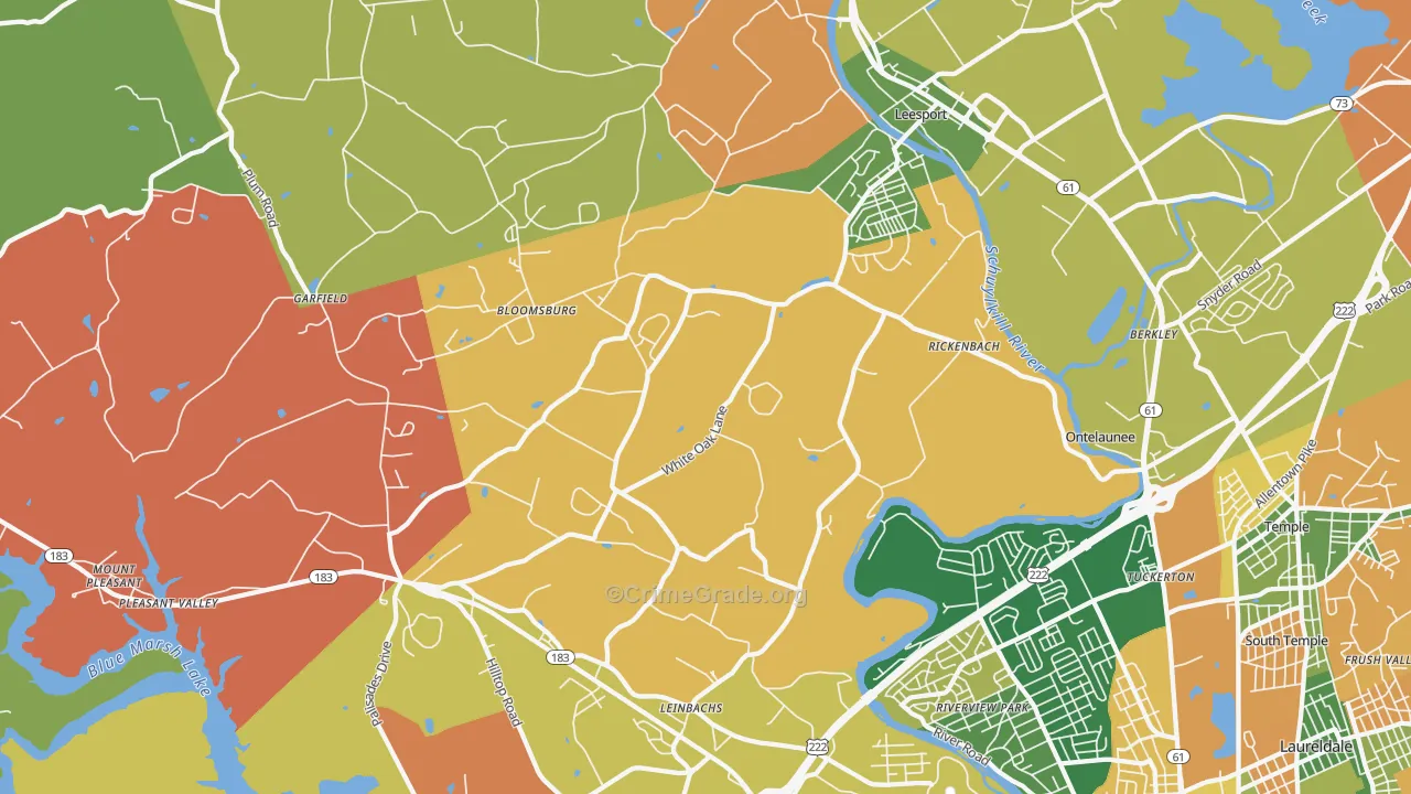 Leesport, PA Map of Arson Rates