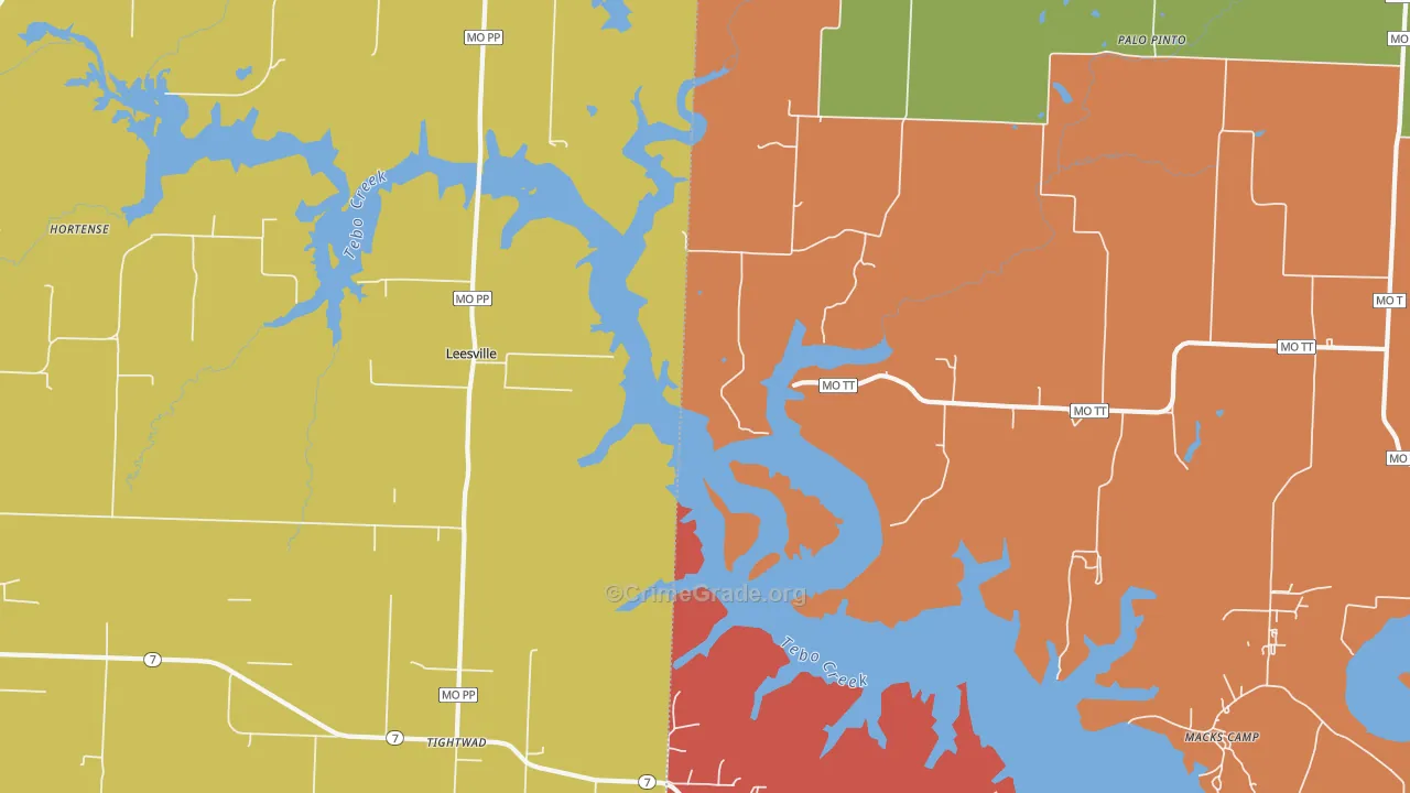 Leesville, MO Map of Arson Rates