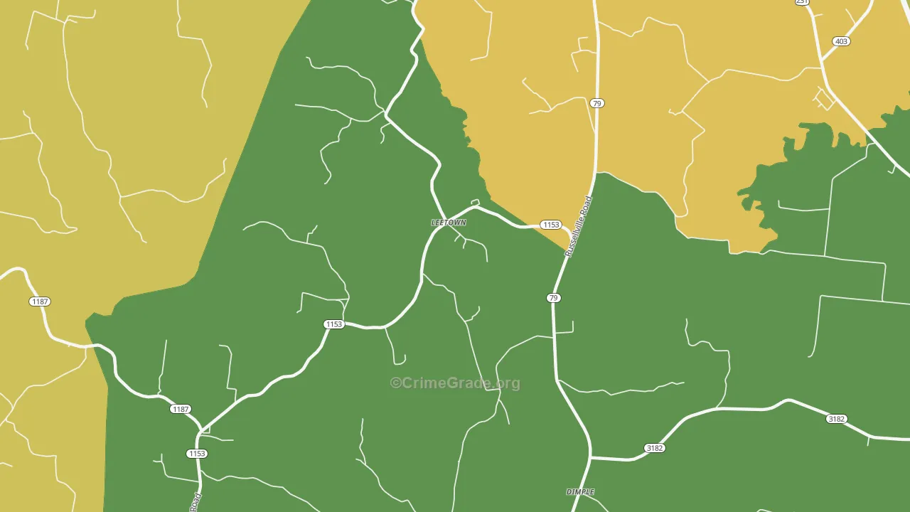 Leetown, KY Map of Arson Rates