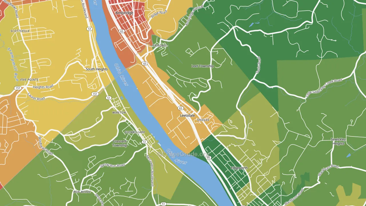 Leetsdale, PA Map of Arson Rates
