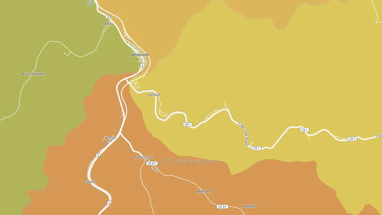 Leevale, WV Map of Arson Rates