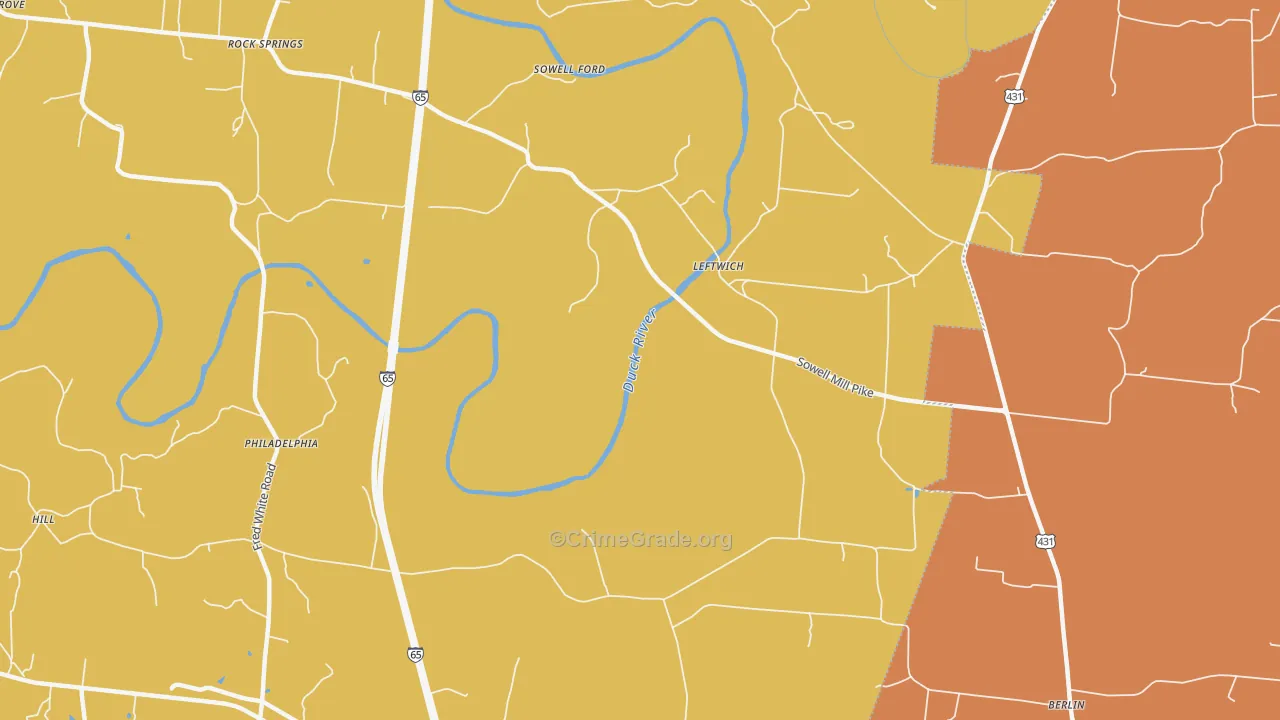 Leftwich, TN Map of Arson Rates