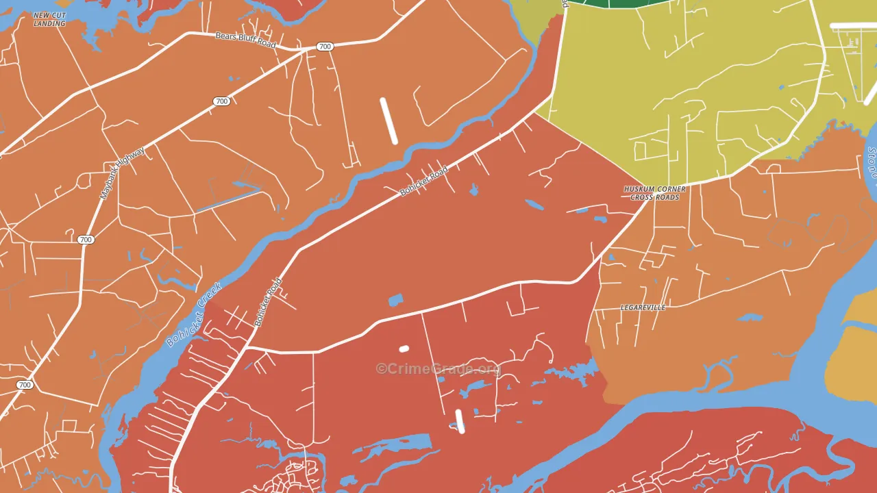 Legareville, SC Map of Arson Rates