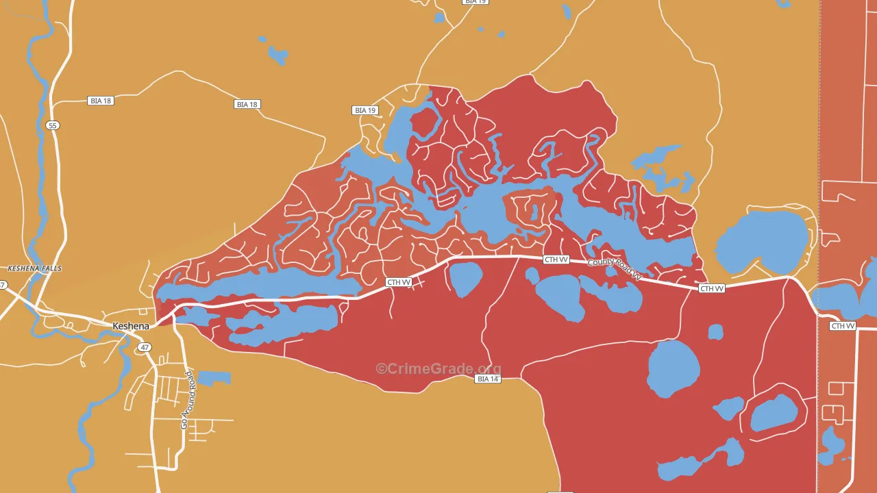 Legend Lake, WI Map of Arson Rates