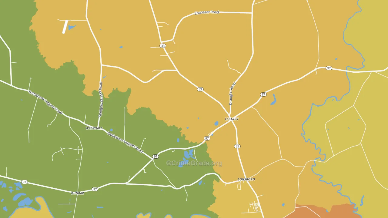 Leggett, NC Map of Arson Rates