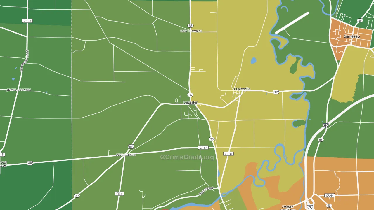 Leicester, NY Map of Arson Rates
