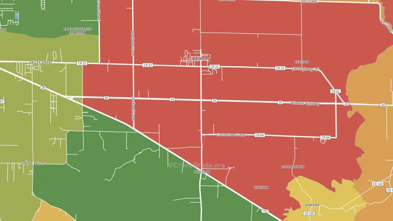 Leighton, AL Map of Arson Rates