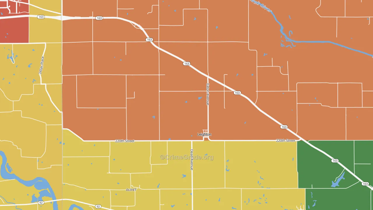 Leighton, IA Map of Arson Rates