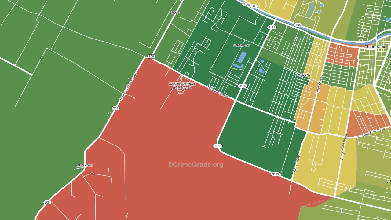 Leighton, LA Map of Arson Rates