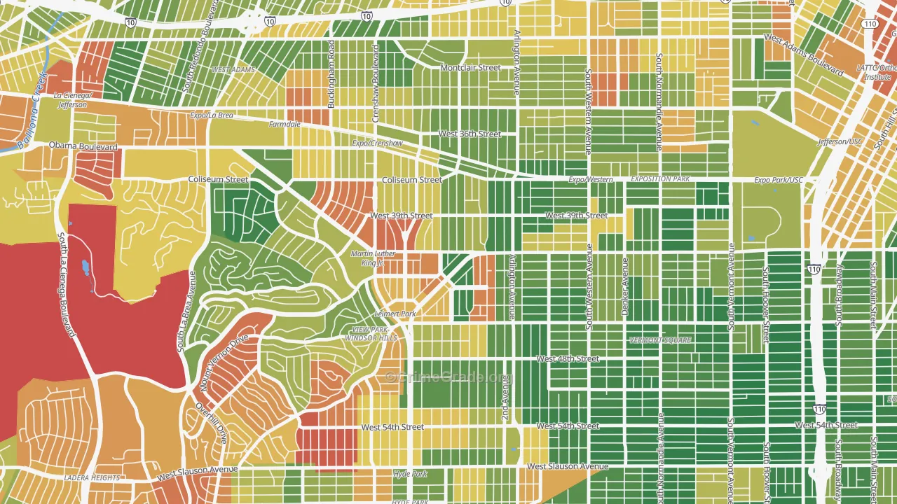 Leimert Park, Los Angeles, CA Map of Arson Rates