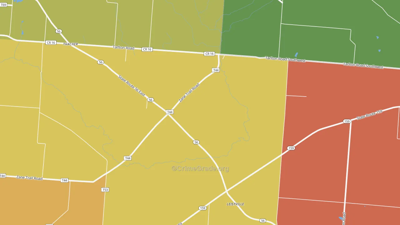 Leistville, OH Map of Arson Rates