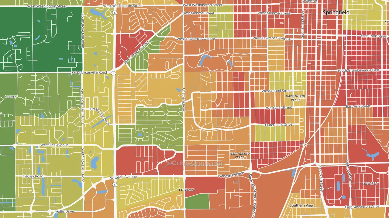 Leland Grove, IL Map of Arson Rates