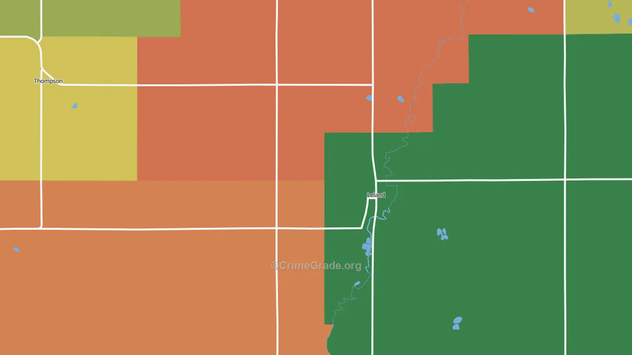 Leland, IA Map of Arson Rates