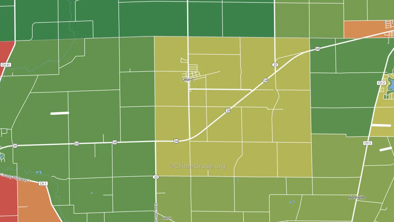 Leland, IL Map of Arson Rates