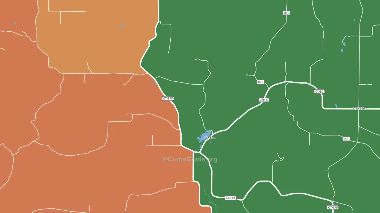 Leland, WI Map of Arson Rates