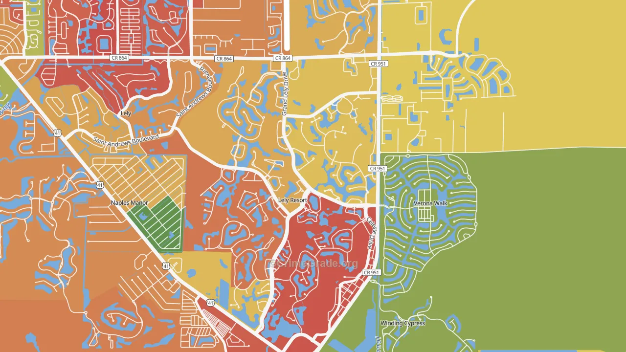 Lely Resort, Naples, FL Map of Arson Rates