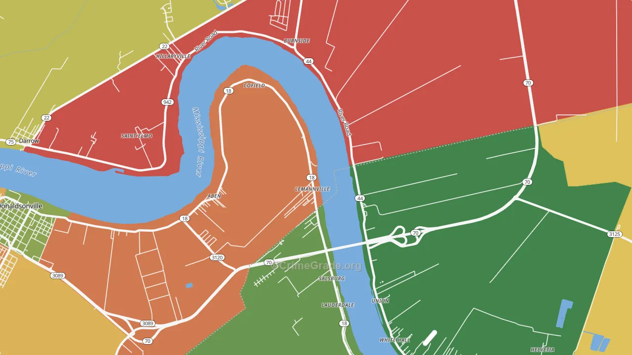 Lemannville, LA Map of Arson Rates
