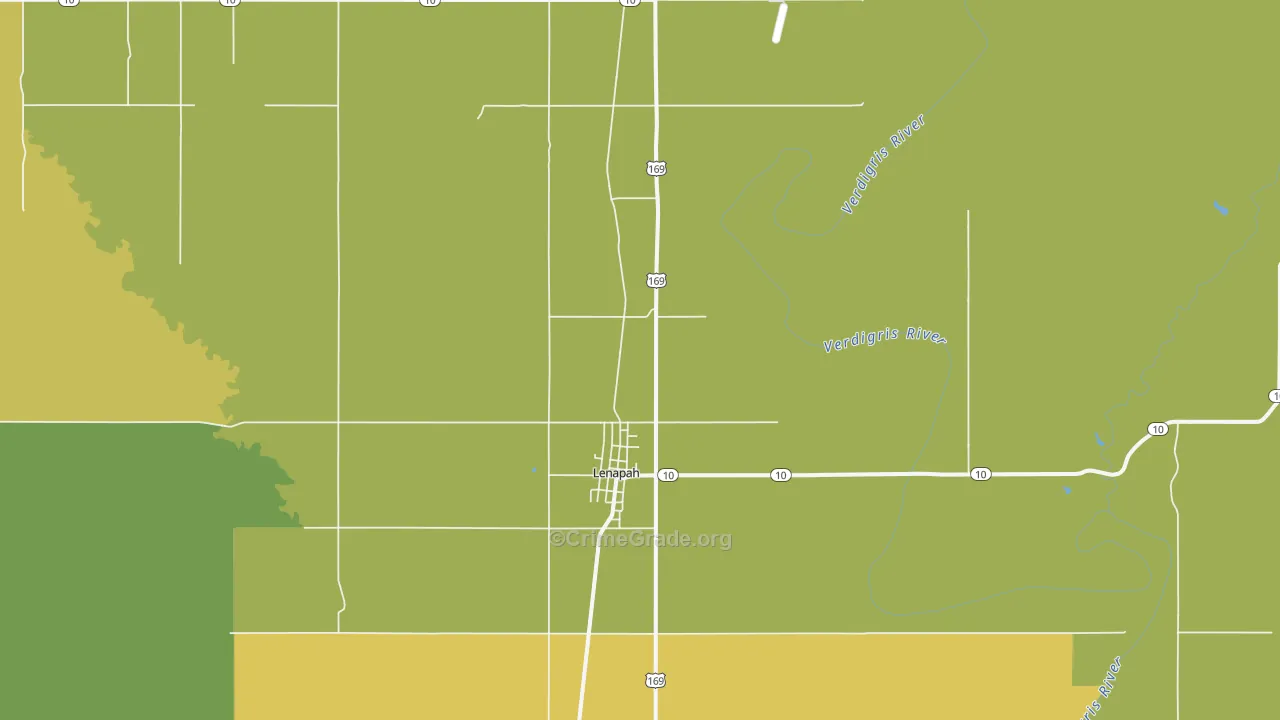 Lenapah, OK Map of Arson Rates