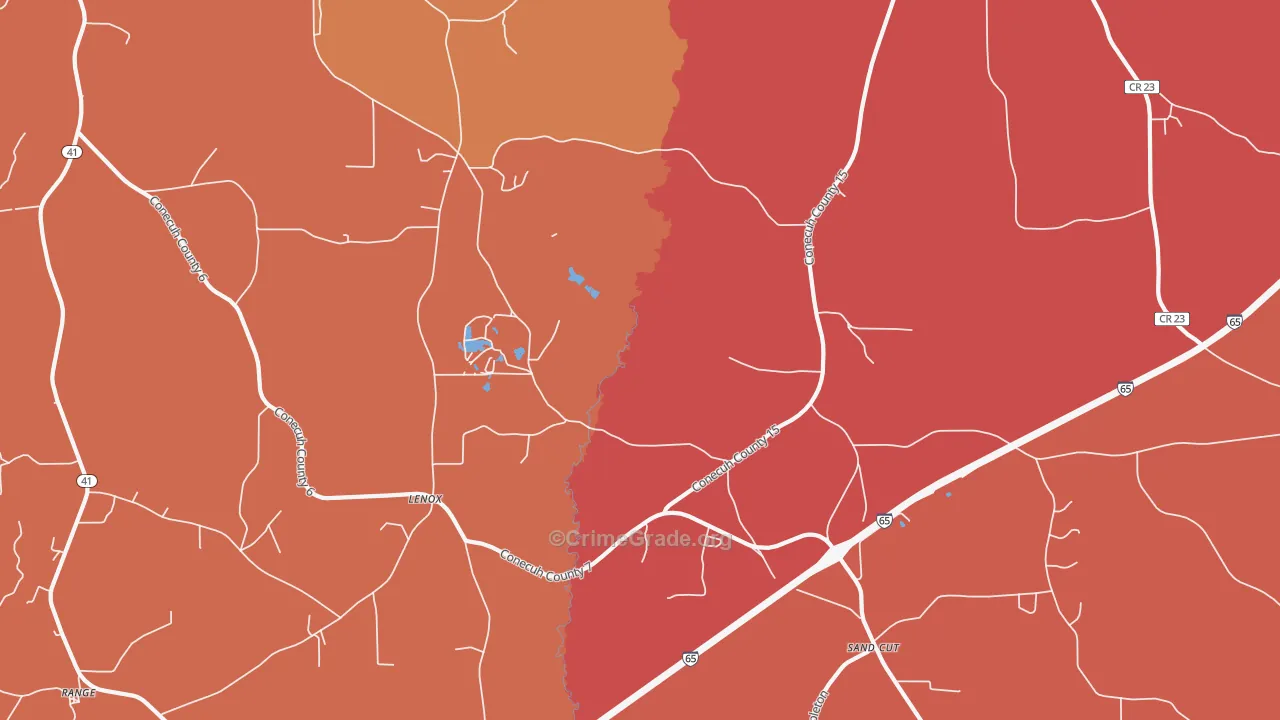 Lenox, AL Map of Arson Rates