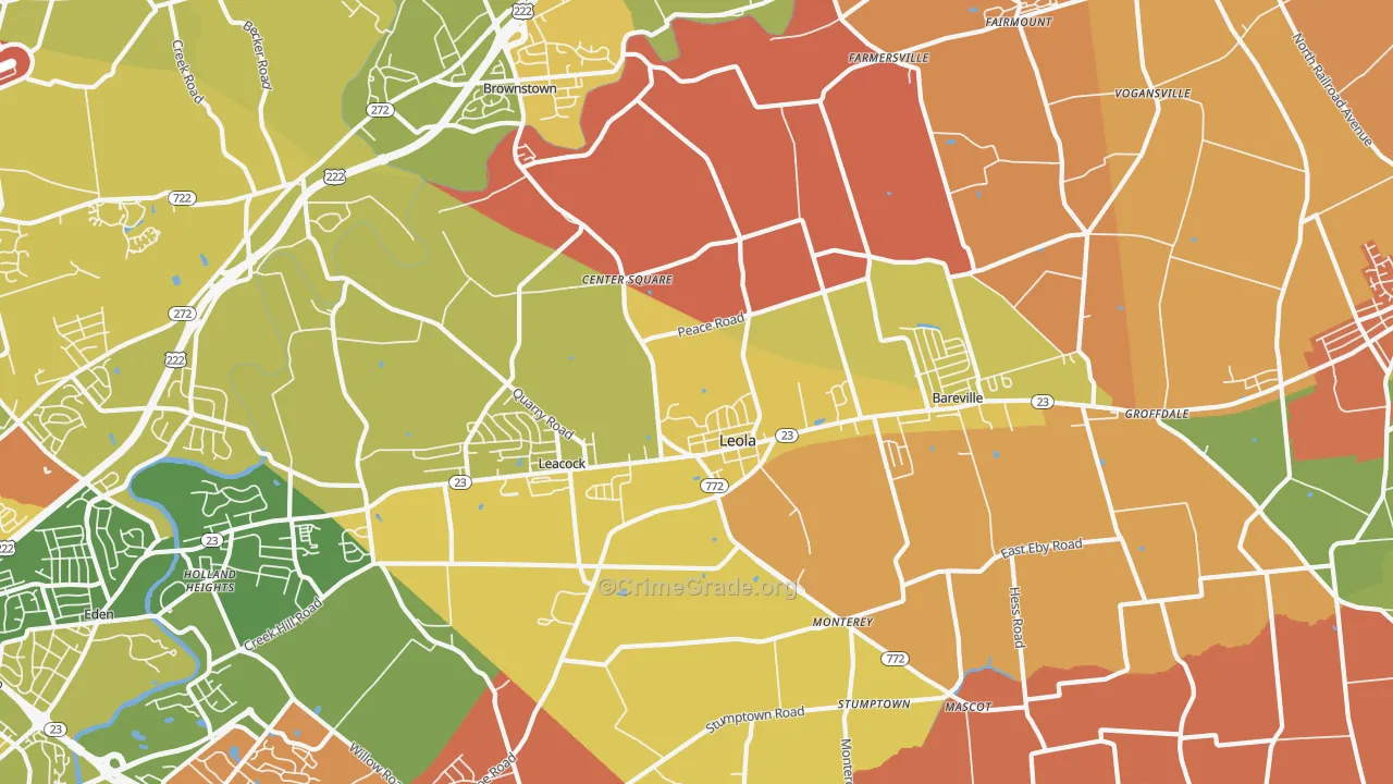 Leola, PA Map of Arson Rates