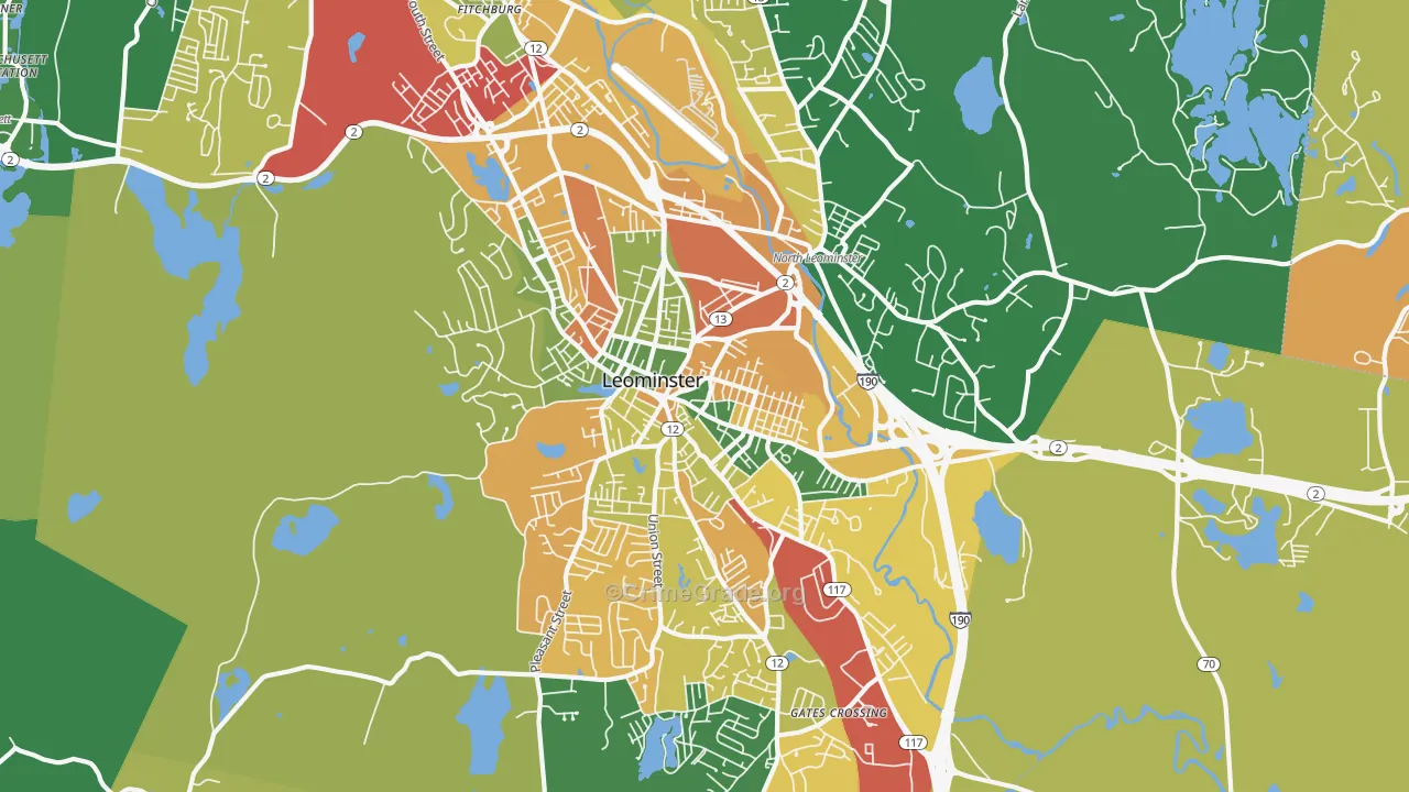 Leominster, MA Map of Arson Rates