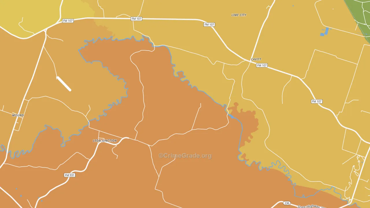 Leon Junction, TX Map of Arson Rates